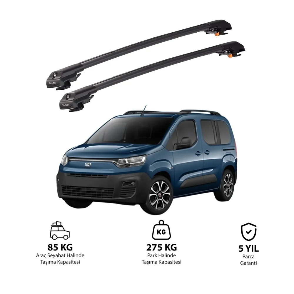 FIAT DOBLO 2023 ve Sonrası TRX1 Thunder Carrier Kilitli Ara Atkı Siyah
