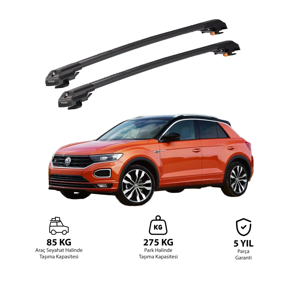 VOLKSWAGEN T-ROC 2017 ve Sonrası TRX1 Thunder Carrier Kilitli Ara Atkı Siyah