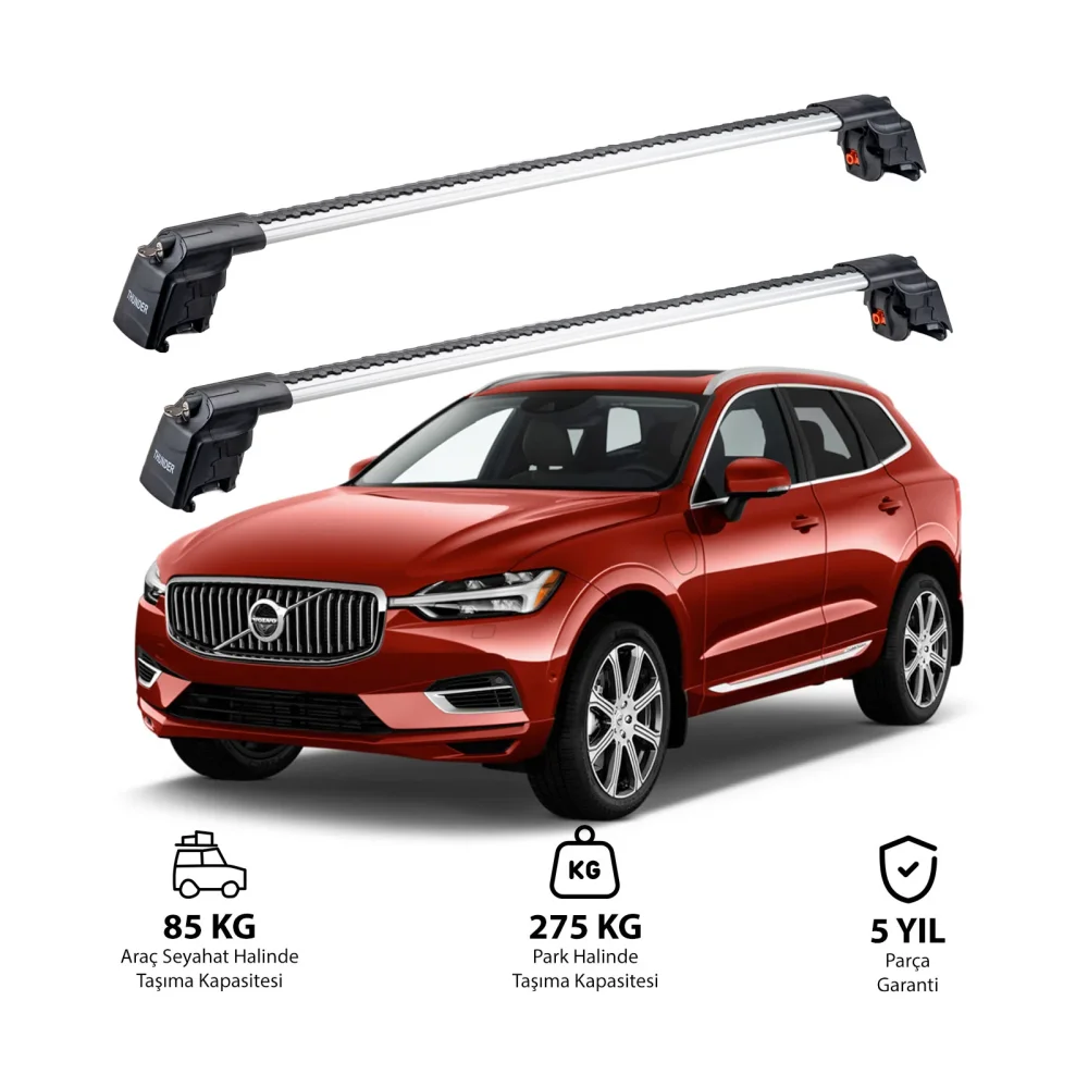 VOLVO XC60 2015 ve Sonrası TRX2 Thunder Carrier Ara Atkı Gri