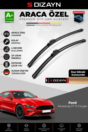 S-Dizayn Ford Mustang Gt Vi Coupe Ön Cam Silecek Seti 2015-2023 Premium Araca Özel 55-53 Cm A+ Kalit