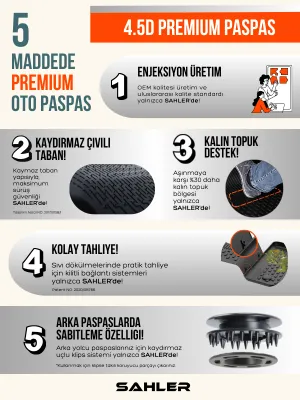 Sahler Golf 7 2013-2020 Uyumlu 4.5d Premium Havuzlu Paspas ve Liner Marka 3D ÜST Bagaj Havuzu - Görsel 3