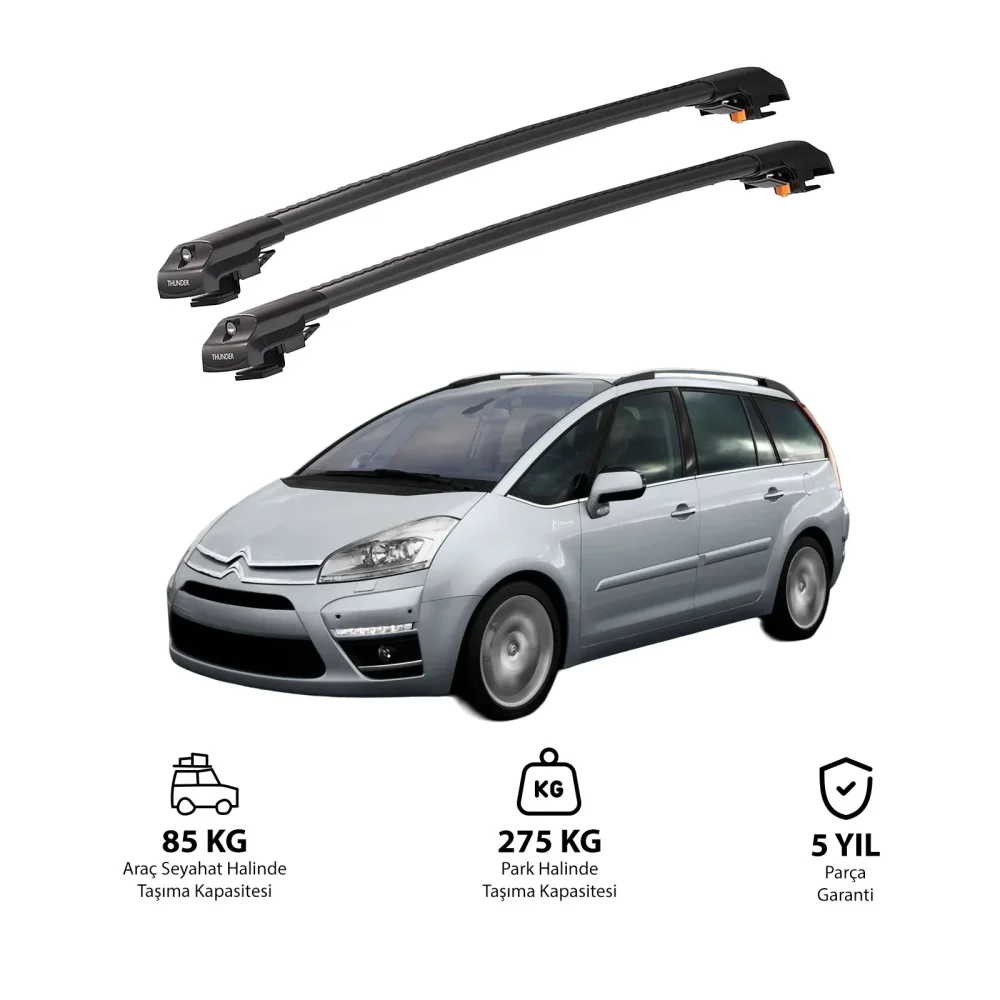 CITROEN C4 GRAND PICASSO 2006-2013 TRX1 Thunder Carrier Kilitli Ara Atkı Siyah