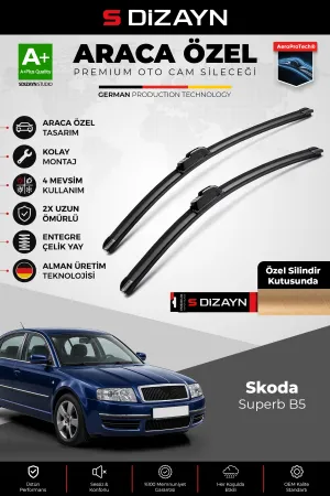 S-Dizayn Skoda Superb B5 Ön Cam Silecek Seti 2001-2008 Premium Araca Özel 53-53 Cm A+ Kalite Aocs-18