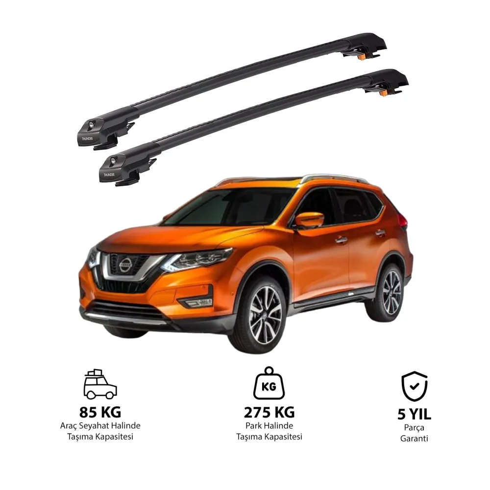 NISSAN X-TRAIL 2014-2020 TRX1 Thunder Carrier Kilitli Ara Atkı Siyah