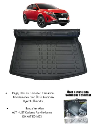 Sahler Qashqai E-Power 2022 + Uyumlu 4.5D Premium Havuzlu Oto Paspas ve Liner Marka 3D ALT Bagaj Havuzu - Görsel 2