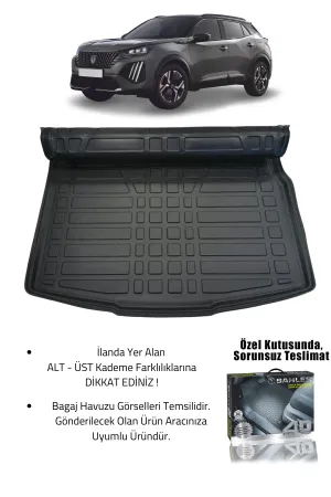 Sahler Peugeot 2008 2019-2025 Uyumlu 4.5D Premium Havuzlu Paspas ve Liner ALT Bagaj Havuzu - Hybrid Uyumlu Değildir - Görsel 2