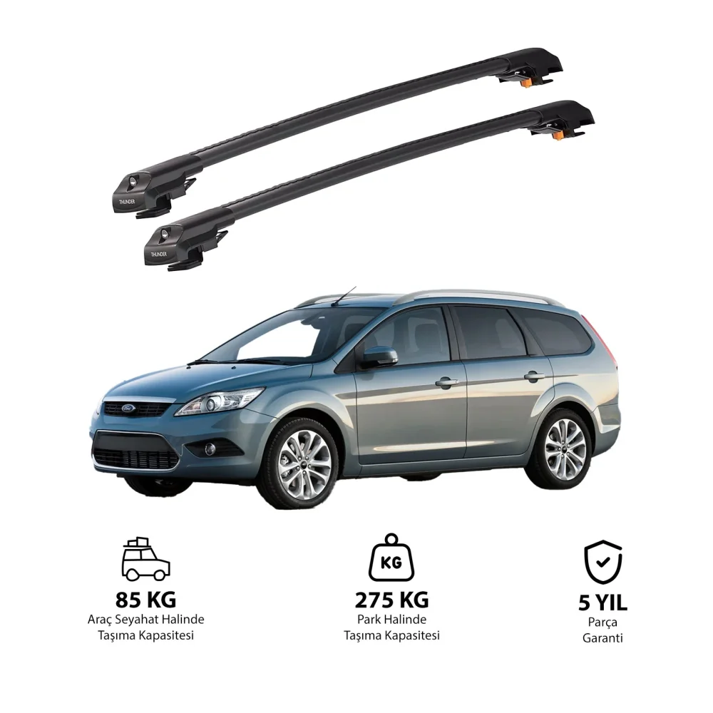 FORD FOCUS ESTATE 2004-2011 TRX1 Thunder Carrier Kilitli Ara Atkı Siyah