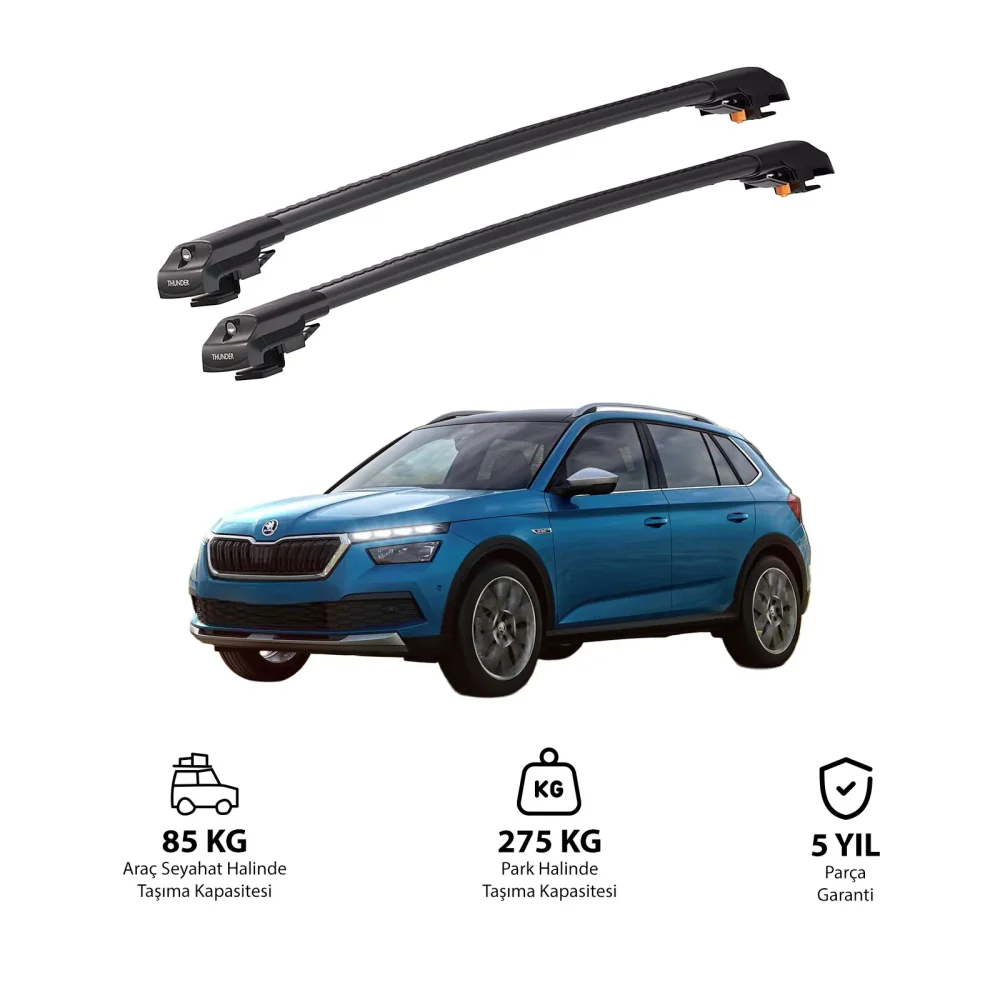 SKODA KAMIQ PREMIUM 2019 ve Sonrası TRX1 Thunder Carrier Kilitli Ara Atkı Siyah