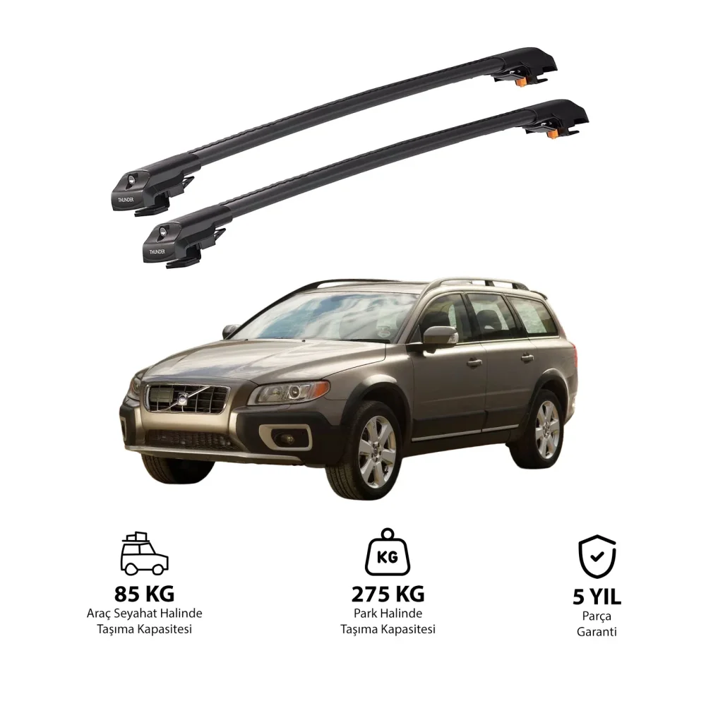 VOLVO XC70 2000-2008 TRX1 Thunder Carrier Kilitli Ara Atkı Siyah