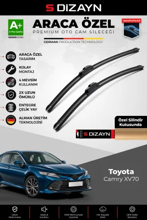 S-Dizayn Toyota Camry Xv70 Ön Cam Silecek Seti 2018-2024 Premium Araca Özel 65-50 Cm A+ Kalite Aocs-