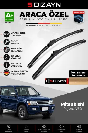 S-Dizayn Mitsubishi Pajero V60 Ön Cam Silecek Seti 1999-2006 Premium Araca Özel 50-50 Cm A+ Kalite A