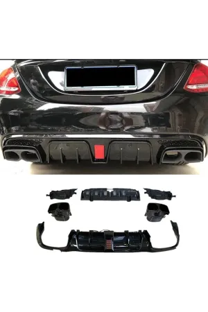 Mercedes w213 e63 amg brabus arka tampon difüzör ve egzoz ucu 2016 / 2019 thumb 2