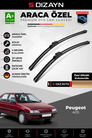 S-Dizayn Peugeot 405 Ön Cam Silecek Seti 1987-1997 Premium Araca Özel 55-55 Cm A+ Kalite Aocs-1793