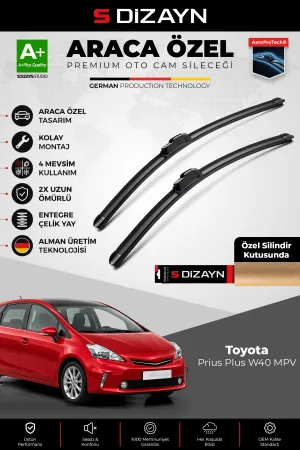 S-Dizayn Toyota Prius Plus W40 Mpv Ön Cam Silecek Seti 2012 Üzeri Premium Araca Özel 65-38 Cm A+ Kal