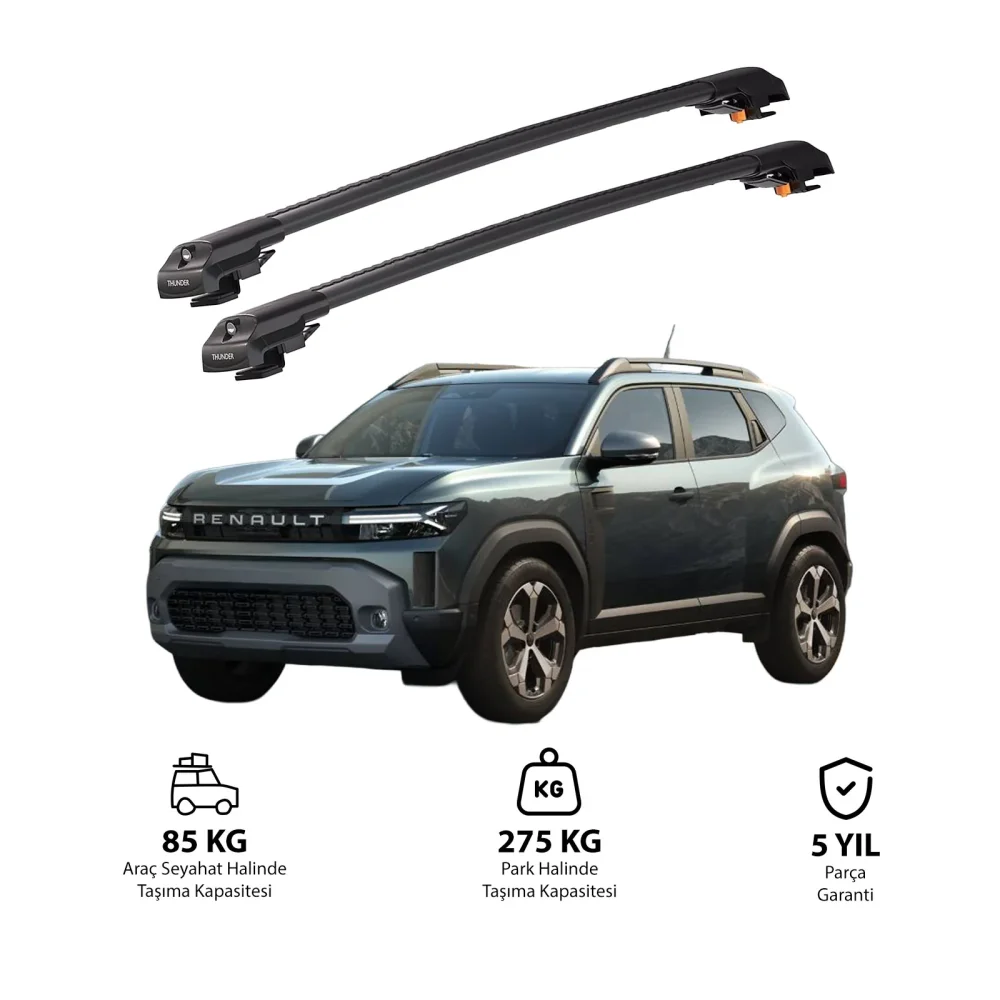 RENAULT DUSTER 2024 ve Sonrası TRX1 Thunder Carrier Kilitli Ara Atkı Siyah