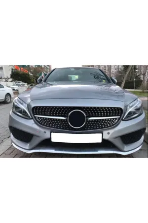 Mercedes w205 diamond ön panjur ızgara 2014 / 2018 gri thumb 3