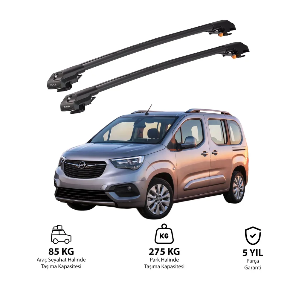 OPEL COMBO LIFE 2019 ve Sonrası TRX1 Thunder Carrier Kilitli Ara Atkı Siyah