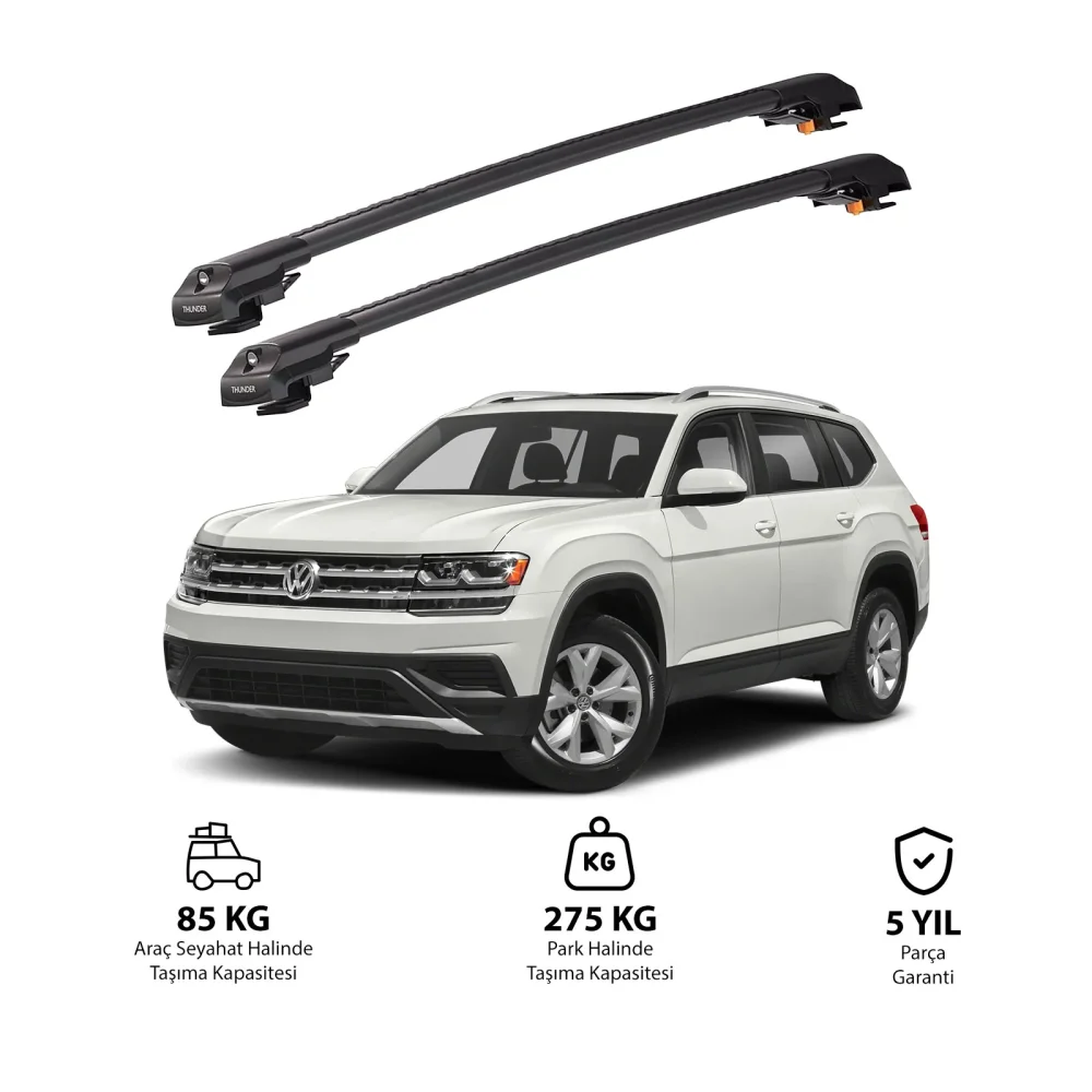 VOLKSWAGEN ATLAS 2018 ve Sonrası TRX1 Thunder Carrier Kilitli Ara Atkı Siyah