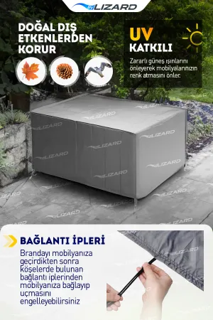 Bahçe Mobilya Koruma Örtüsü Branda 320x200x75 Cm Su Geçirmez thumb 4