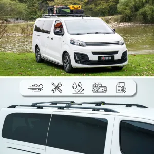 Turtle Peugeot Partner 2019-2025 / Kısa Şasi Tavan Çıtası Crown Siyah - Görsel 4