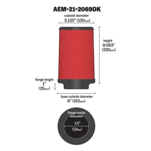 AEM Universal Hava Filtresi 21-2069DK - Görsel 2