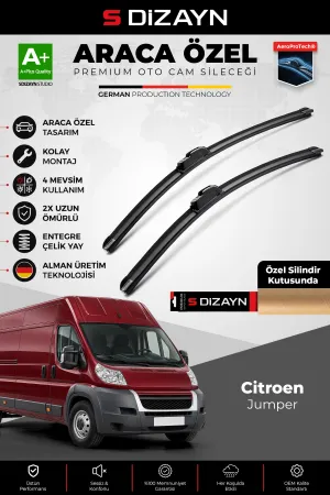 S-Dizayn Citroen Jumper Ön Cam Silecek Seti 2006 Üzeri Premium Araca Özel 65-55 Cm A+ Kalite AOCS-17
