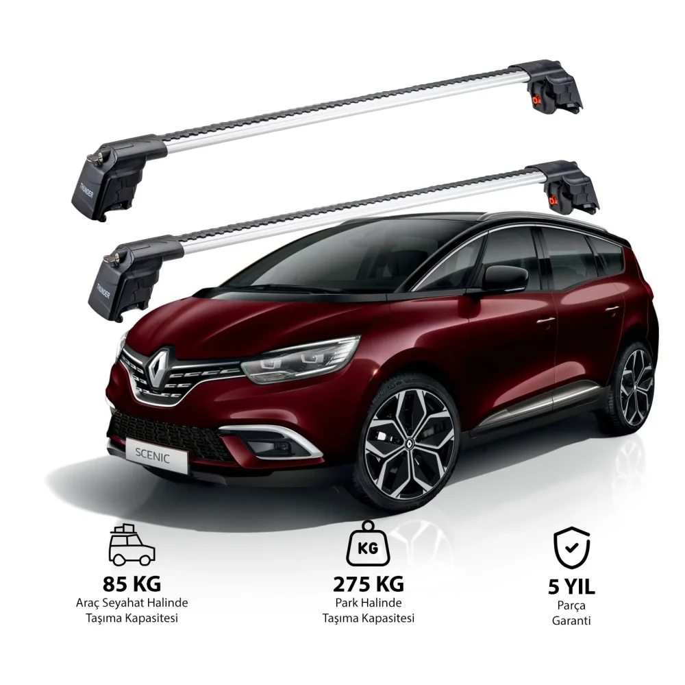 RENAULT GRAND SCENIC 2017 ve Sonrası TRX2 Thunder Carrier Ara Atkı Gri