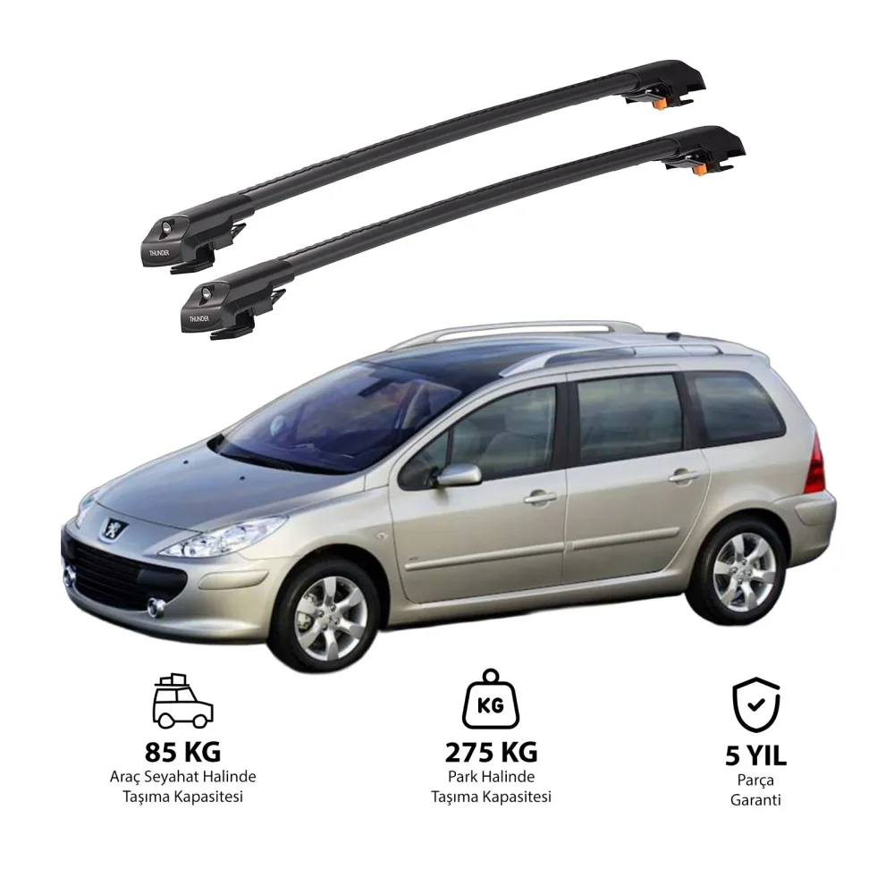 PEUGEOT 307 SW 2002-2008 TRX1 Thunder Carrier Kilitli Ara Atkı Siyah