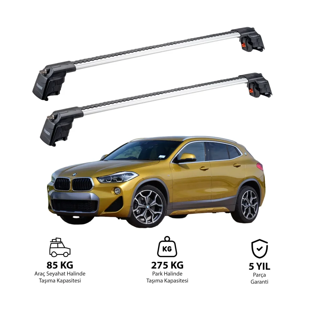 BMW X2 2017 ve Sonrası TRX2 Thunder Carrier Ara Atkı Gri