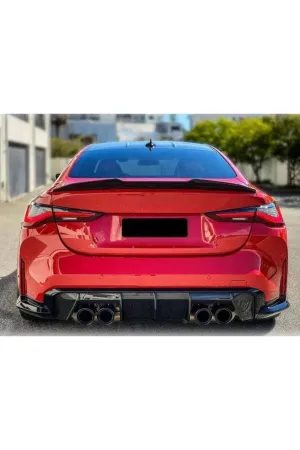 Bmw g22 psm yarasa bagaj üstü spoiler siyah boyalı plastik 2020+ thumb 4