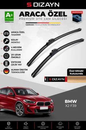 S-Dizayn BMW X2 F39 Ön Cam Silecek Seti 2018-2023 Premium Araca Özel 60-50 Cm A+ Kalite AOCS-1712