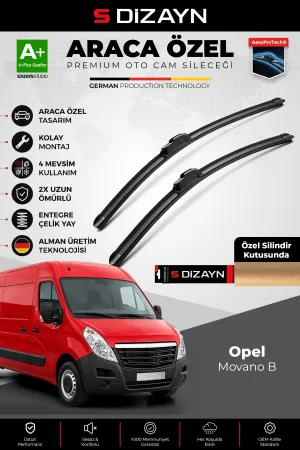 S-Dizayn Opel Movano B Ön Cam Silecek Seti 2010-2021 Premium Araca Özel 65-65 Cm A+ Kalite Aocs-1789