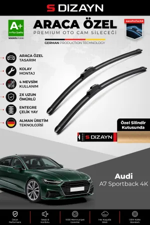 S-Dizayn Audi A7 Sportback 4K Ön Cam Silecek Seti 2018 Üzeri Premium Araca Özel 60-50 Cm A+ Kalite A