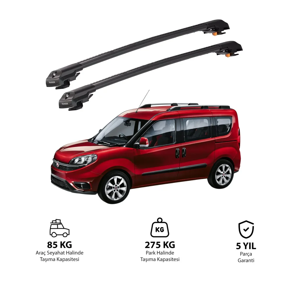 FIAT DOBLO 2010-2023 TRX1 Thunder Carrier Kilitli Ara Atkı Siyah