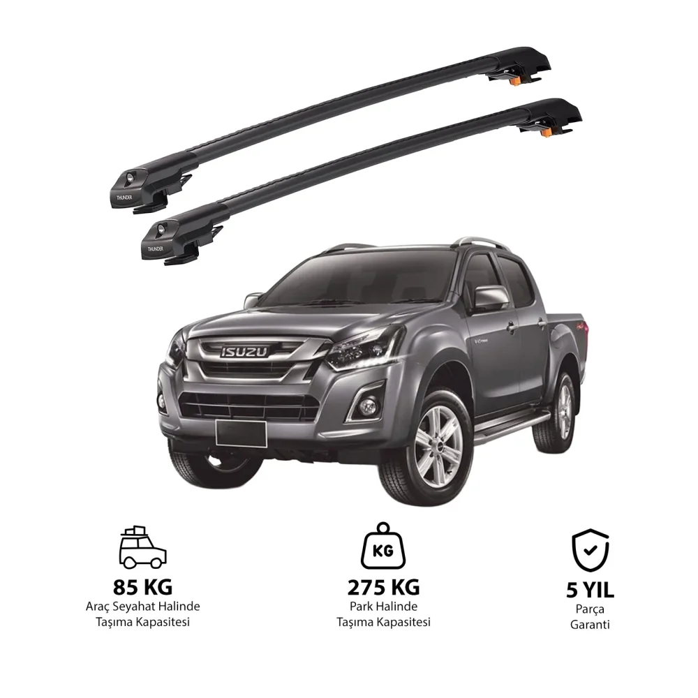 ISUZU D-MAX (RT85) 2016-2019 TRX1 Thunder Carrier Kilitli Ara Atkı Siyah