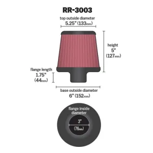 K&N Universal Hava Filtresi RR-3003 - Görsel 2