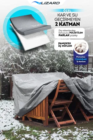 Bahçe Mobilya Koruma Örtüsü 320x200x80 Cm Gri Su Geçirmez thumb 3