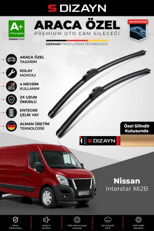 S-Dizayn Nissan Interstar Ön Cam Silecek Seti 2021 Üzeri Premium Araca Özel 65-65 Cm A+ Kalite Aocs-