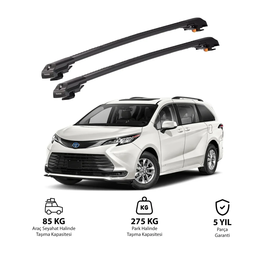 TOYOTA SIENNA 2021 ve Sonrası TRX1 Thunder Carrier Kilitli Ara Atkı Siyah