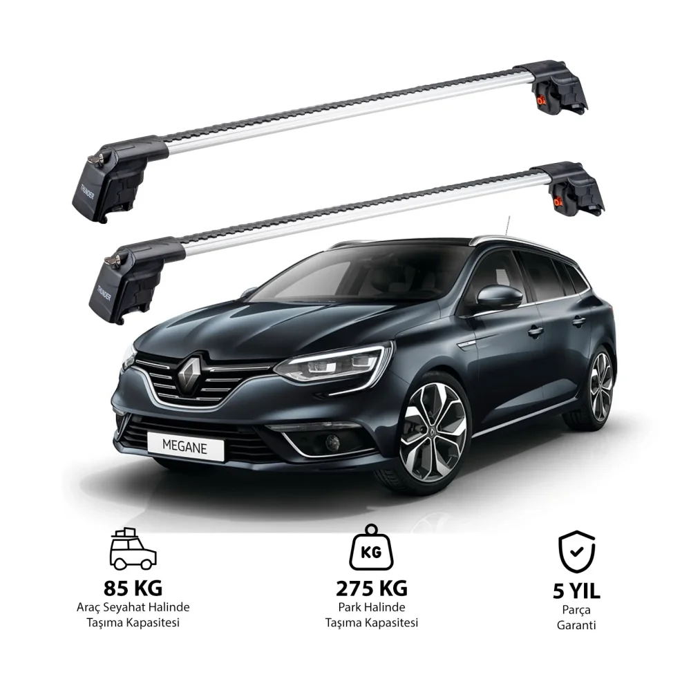 RENAULT MEGANE GRAND TOUR 2016 ve Sonrası TRX2 Thunder Carrier Ara Atkı Gri