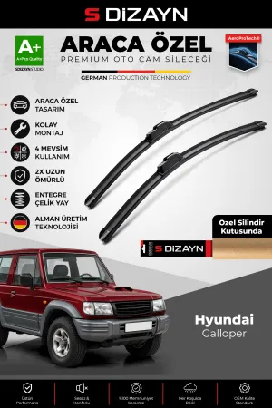 S-Dizayn Hyundai Galloper Ön Cam Silecek Seti 1991-2003 Premium Araca Özel 43-43 Cm A+ Kalite Aocs-1