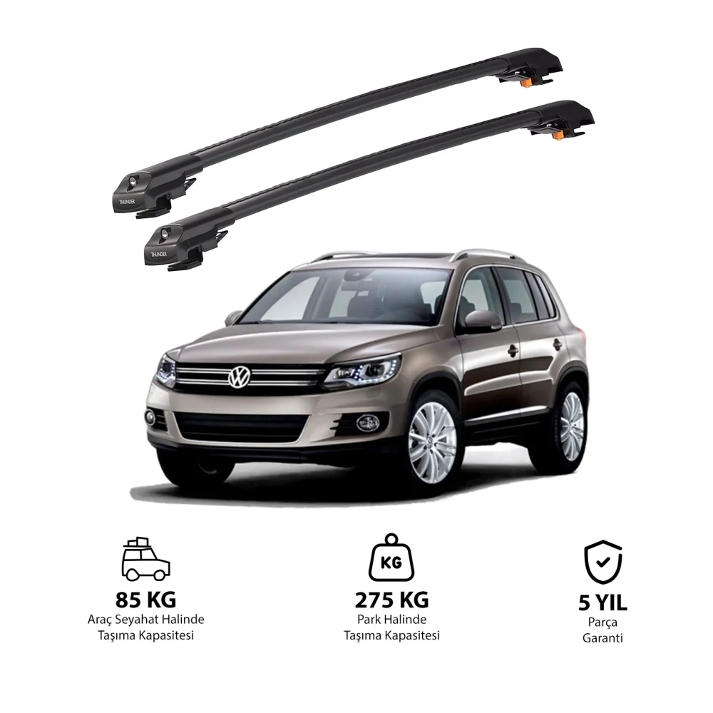 VOLKSWAGEN TIGUAN 2016 ve Sonrası TRX1 Thunder Carrier Kilitli Ara Atkı Siyah