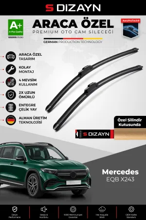 S-Dizayn Mercedes EQB X243 Ön Cam Silecek Seti 2021 Üzeri Premium Araca Özel 60-55 Cm A+ Kalite AOCS