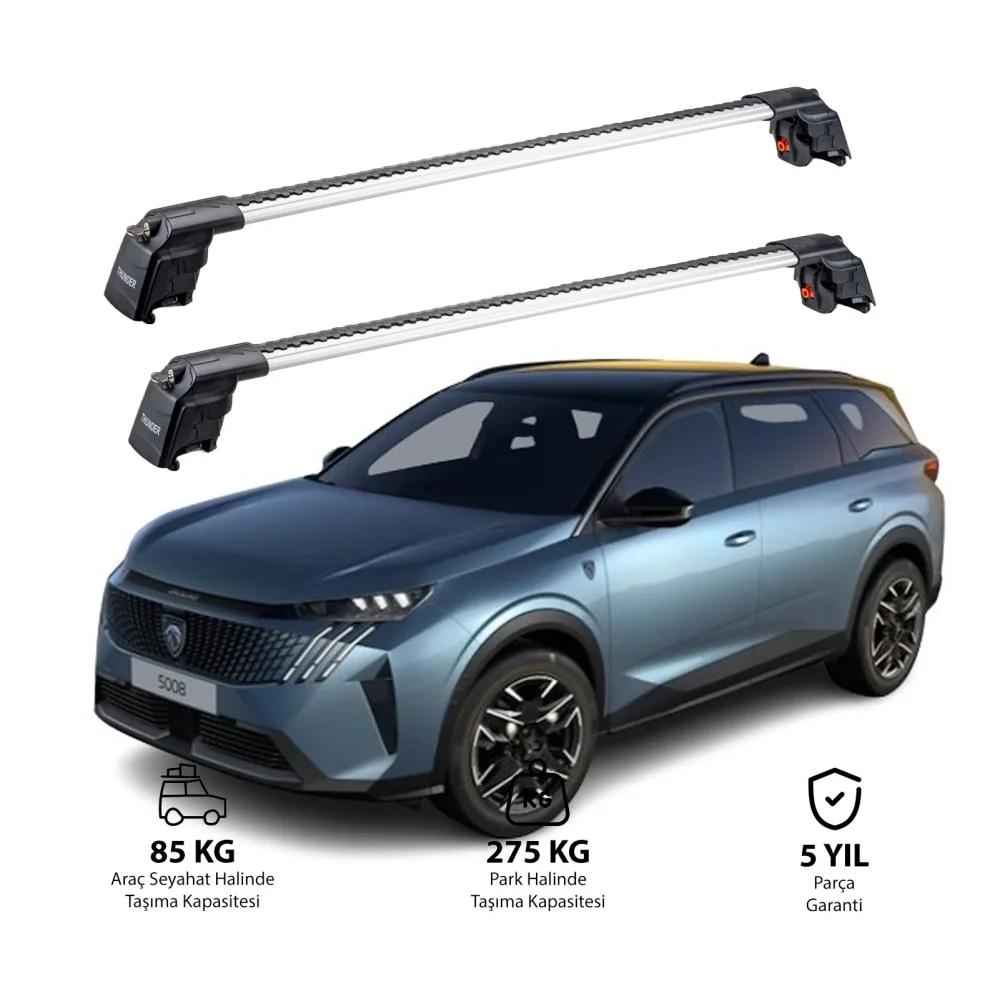 PEUGEOT 5008-E 2024-Sonrası TRX2 Thunder Carrier Ara Atkı Gri