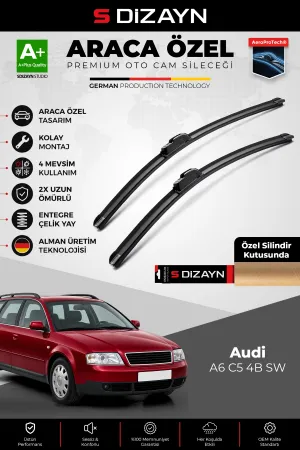 S-Dizayn Audi A6 C5 4B SW Ön Cam Silecek Seti 1997-2001 Premium Araca Özel 55-53 Cm A+ Kalite AOCS-2