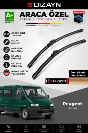 S-Dizayn Peugeot Boxer Ön Cam Silecek Seti 1994-2006 Premium Araca Özel 55-55 Cm A+ Kalite Aocs-1794