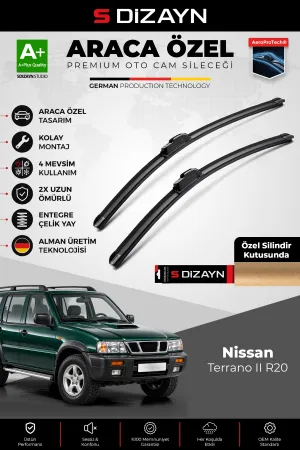 S-Dizayn Nissan Terrano Ii R20 Ön Cam Silecek Seti 1993-2006 Premium Araca Özel 53-50 Cm A+ Kalite A