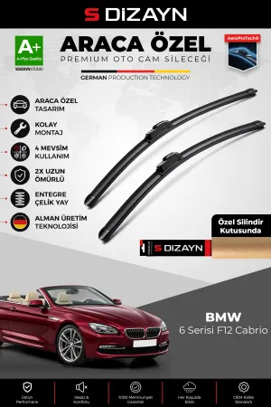 S-Dizayn Bmw 6 Serisi F12 Cabrio Ön Cam Silecek Seti 2011-2018 Premium Araca Özel 65-45 Cm A+ Kalite