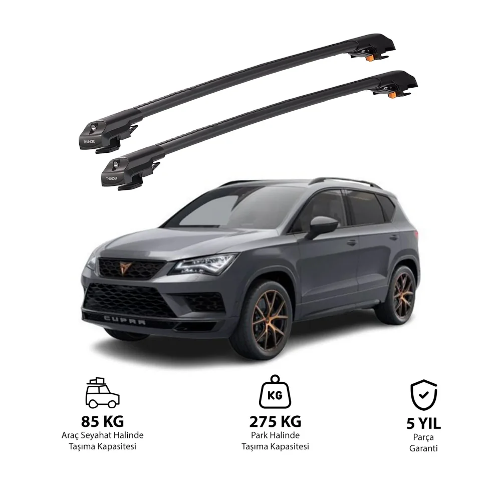 CUPRA ATECA 2018 - Sonrası TRX1 Thunder Carrier Kilitli Ara Atkı Siyah