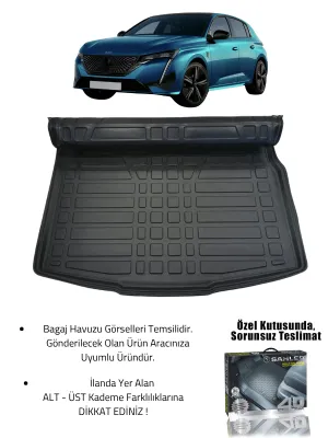 Sahler Peugeot 308 2022+ Uyumlu 4.5D Premium Havuzlu Oto Paspas ve Liner Marka 3D Bagaj Havuzu - Görsel 2
